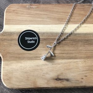 Silver Plated Rose Necklace NWT